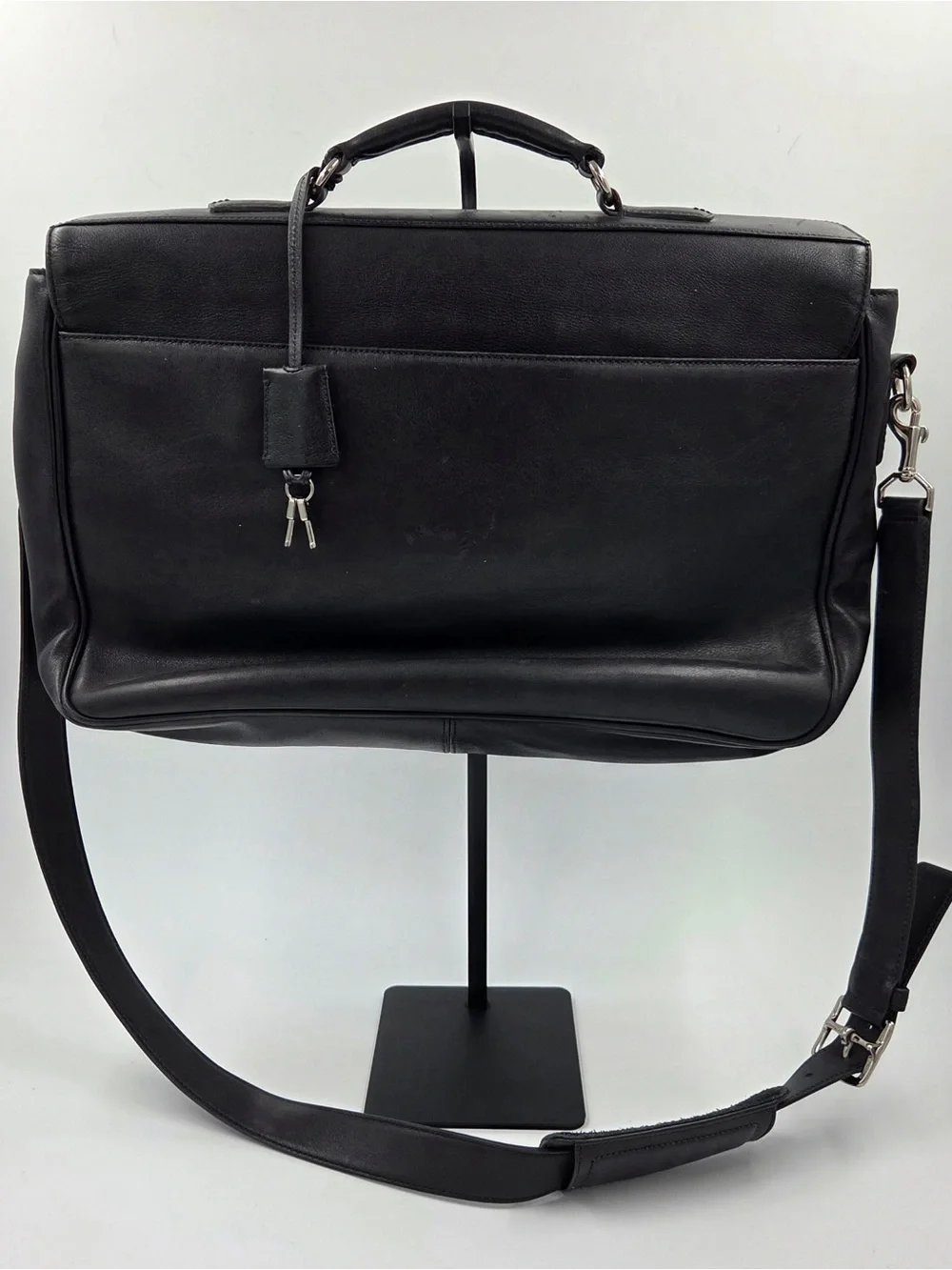 Vintage Coach Black Leather Briefcase with lock and key